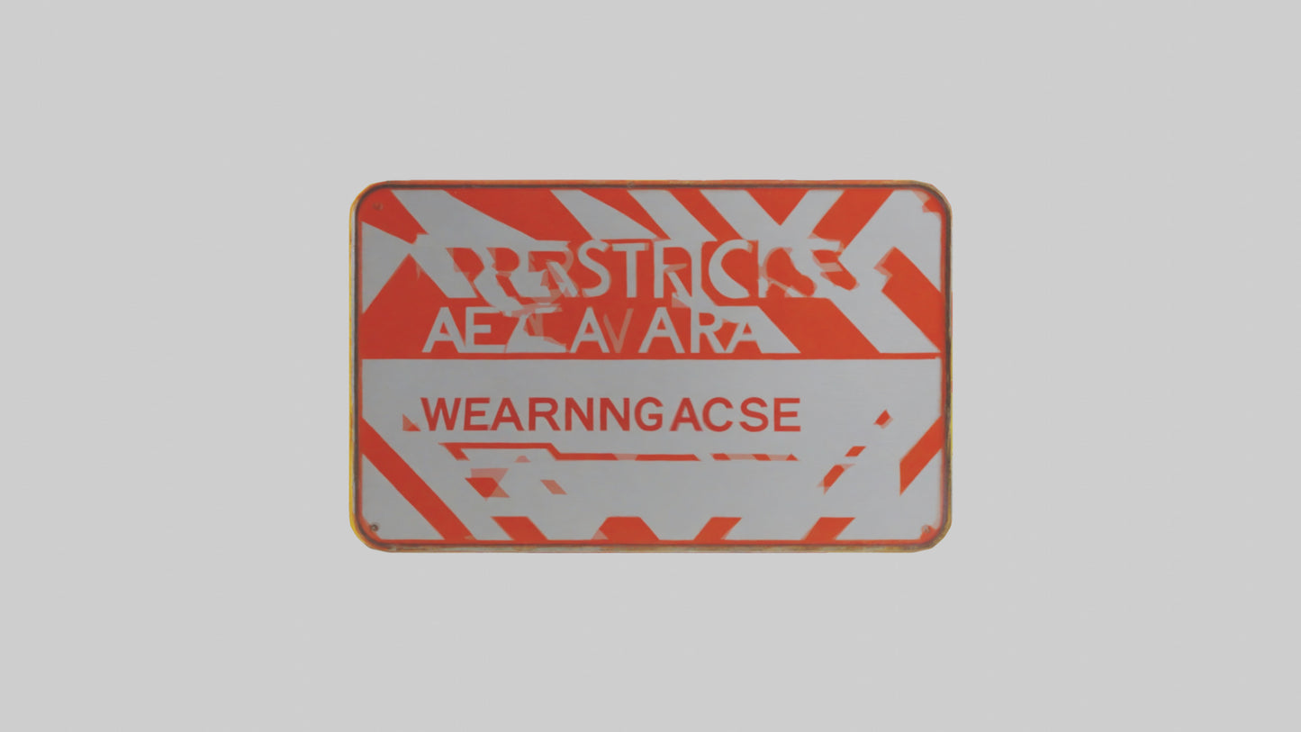 3D model Restricted Access Area Warning Sign model VR / AR / low-poly