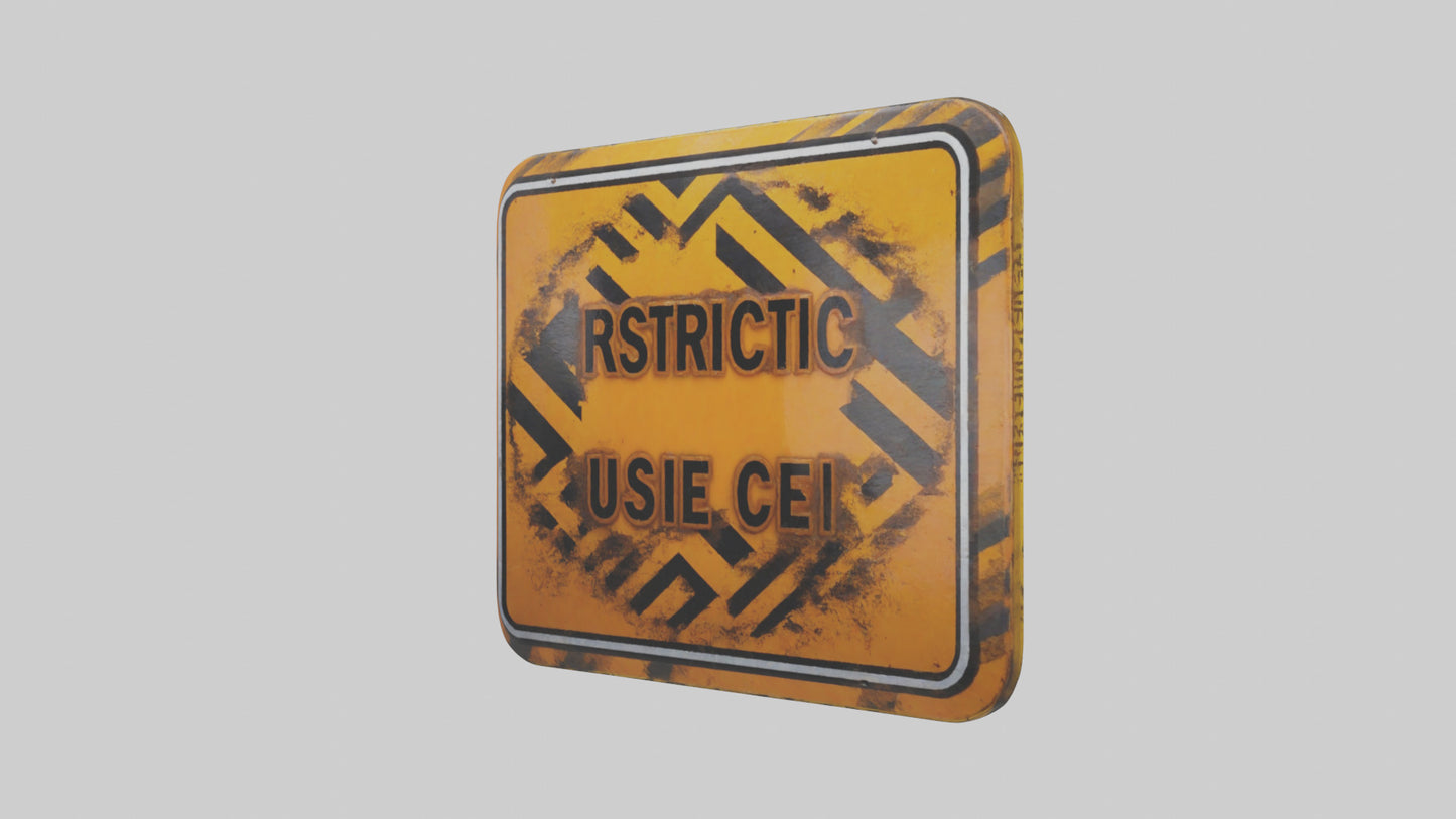 Restricted Use Caution Sign model VR / AR / low-poly
