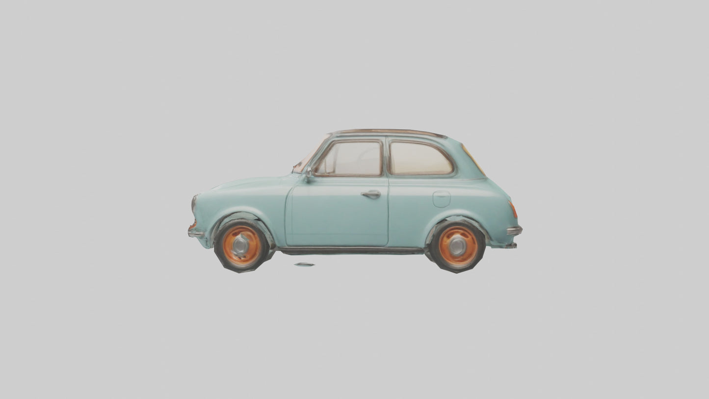 Retro Compact Car model VR / AR / low-poly