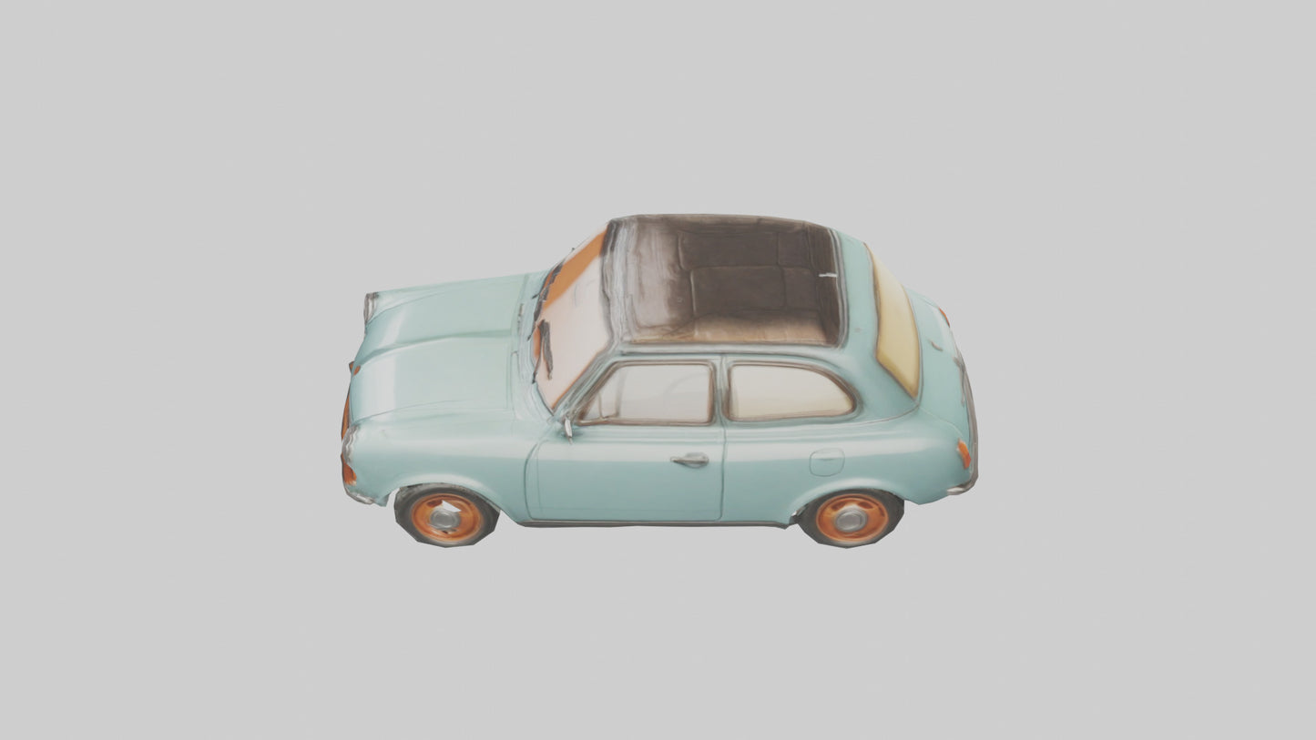 Retro Compact Car model VR / AR / low-poly