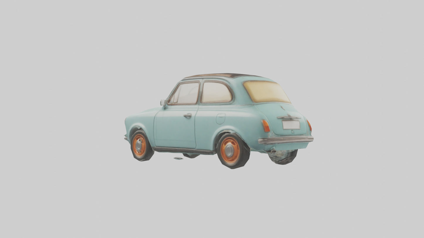 Retro Compact Car model VR / AR / low-poly