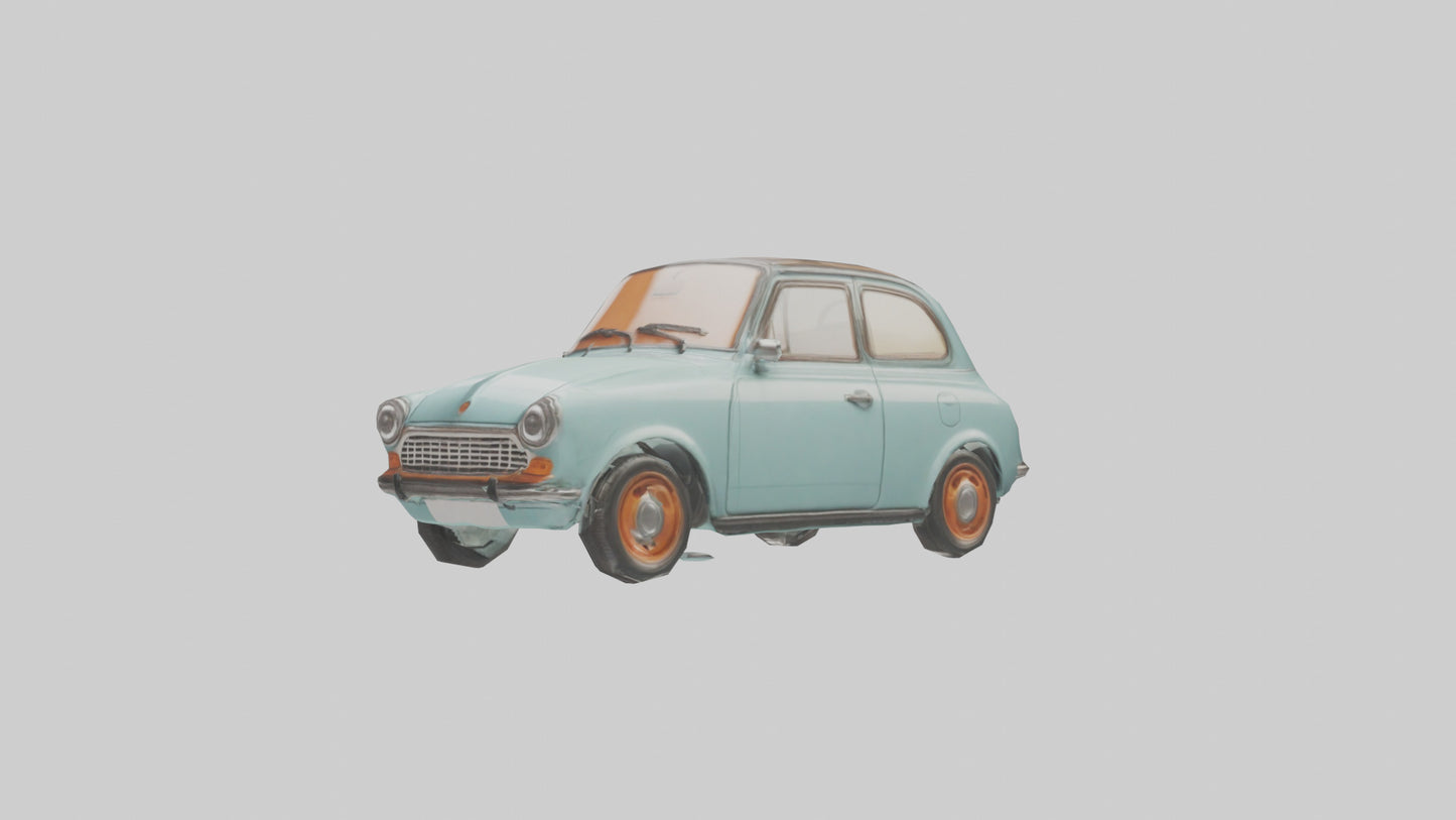 Retro Compact Car model VR / AR / low-poly
