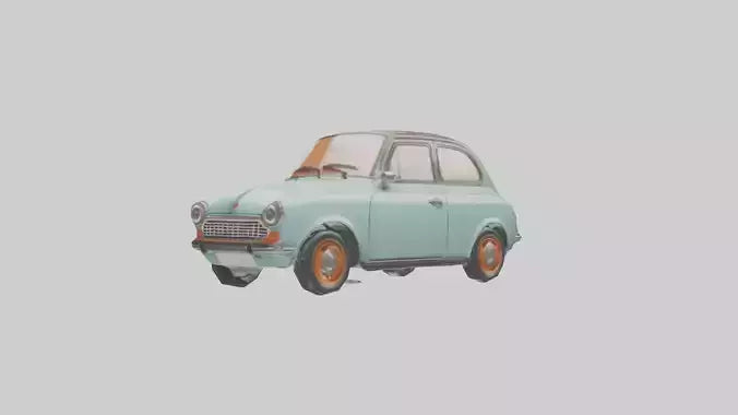 Retro Compact Car model VR / AR / low-poly