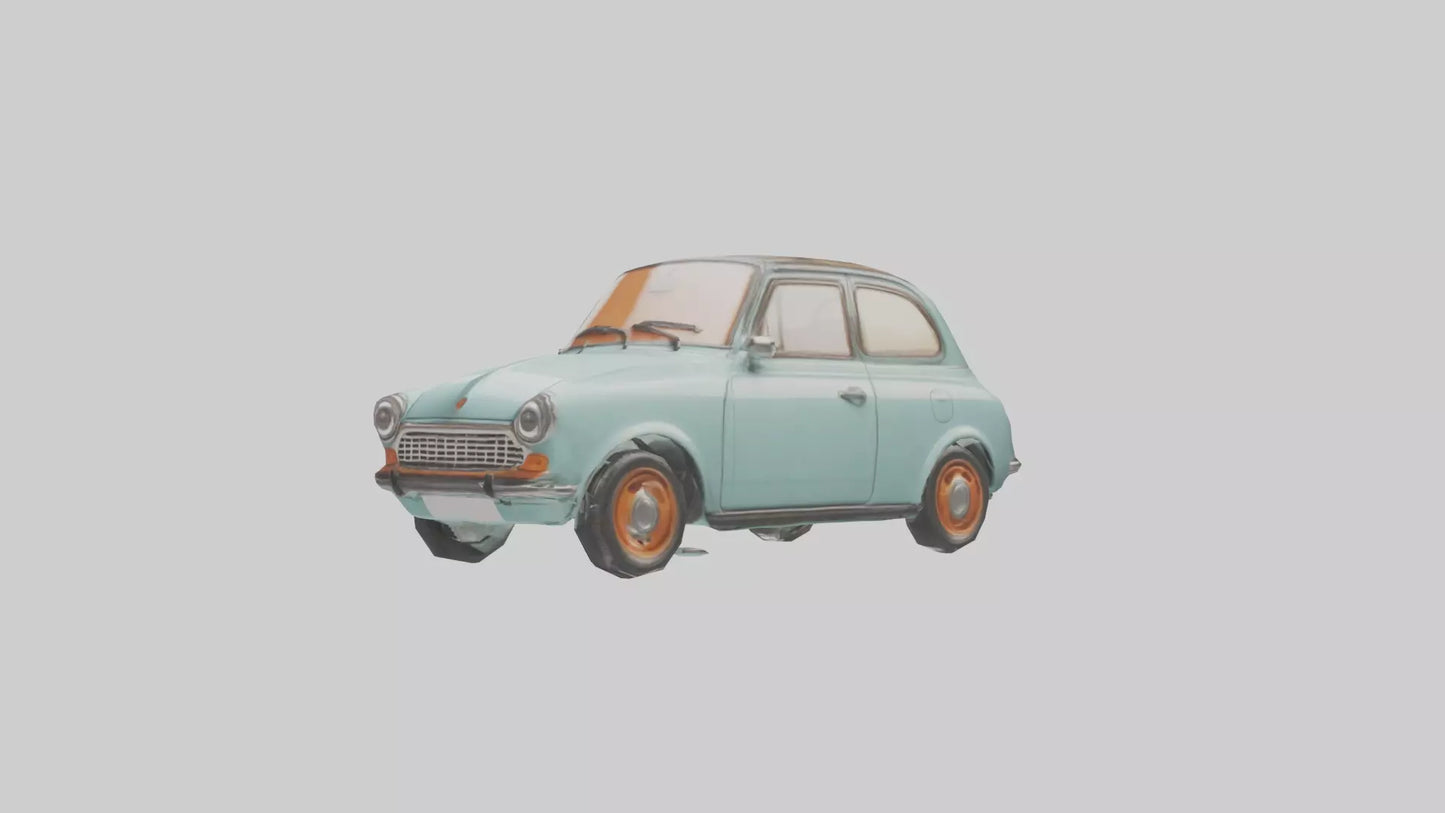 Retro Compact Car model VR / AR / low-poly