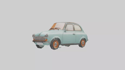 Retro Compact Car model VR / AR / low-poly