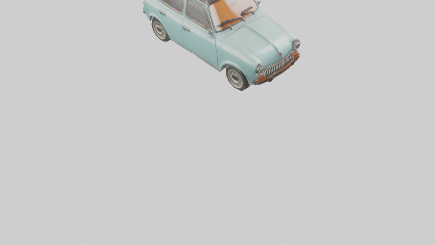 Retro Compact Car model VR / AR / low-poly