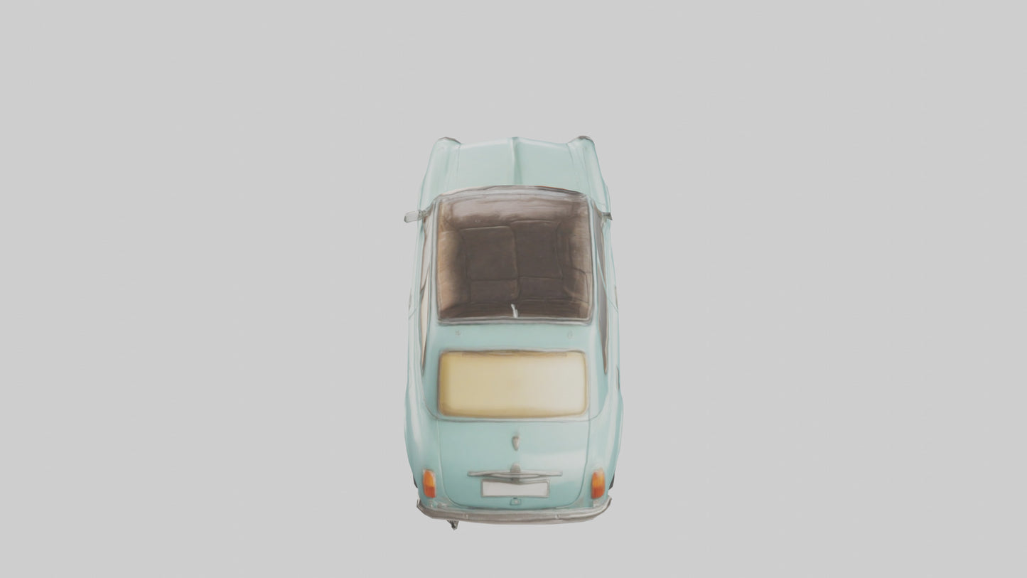 Retro Compact Car model VR / AR / low-poly