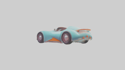 Retro Futuristic Car model VR / AR / low-poly