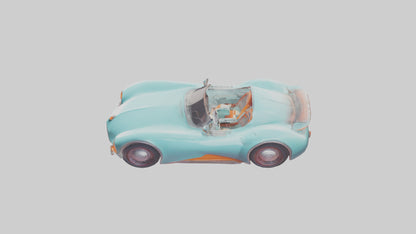 Retro Futuristic Car model VR / AR / low-poly
