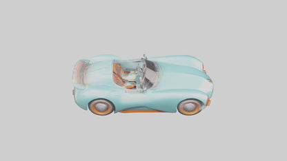Retro Futuristic Car model VR / AR / low-poly