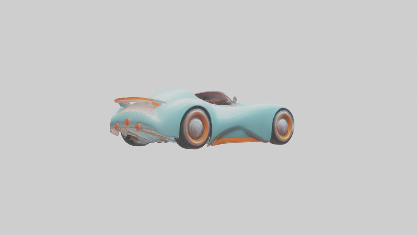 Retro Futuristic Car model VR / AR / low-poly