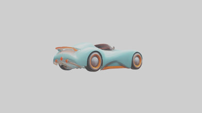 Retro Futuristic Car model VR / AR / low-poly