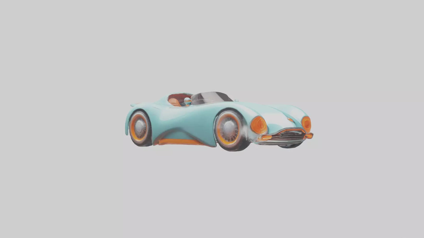 Retro Futuristic Car model VR / AR / low-poly