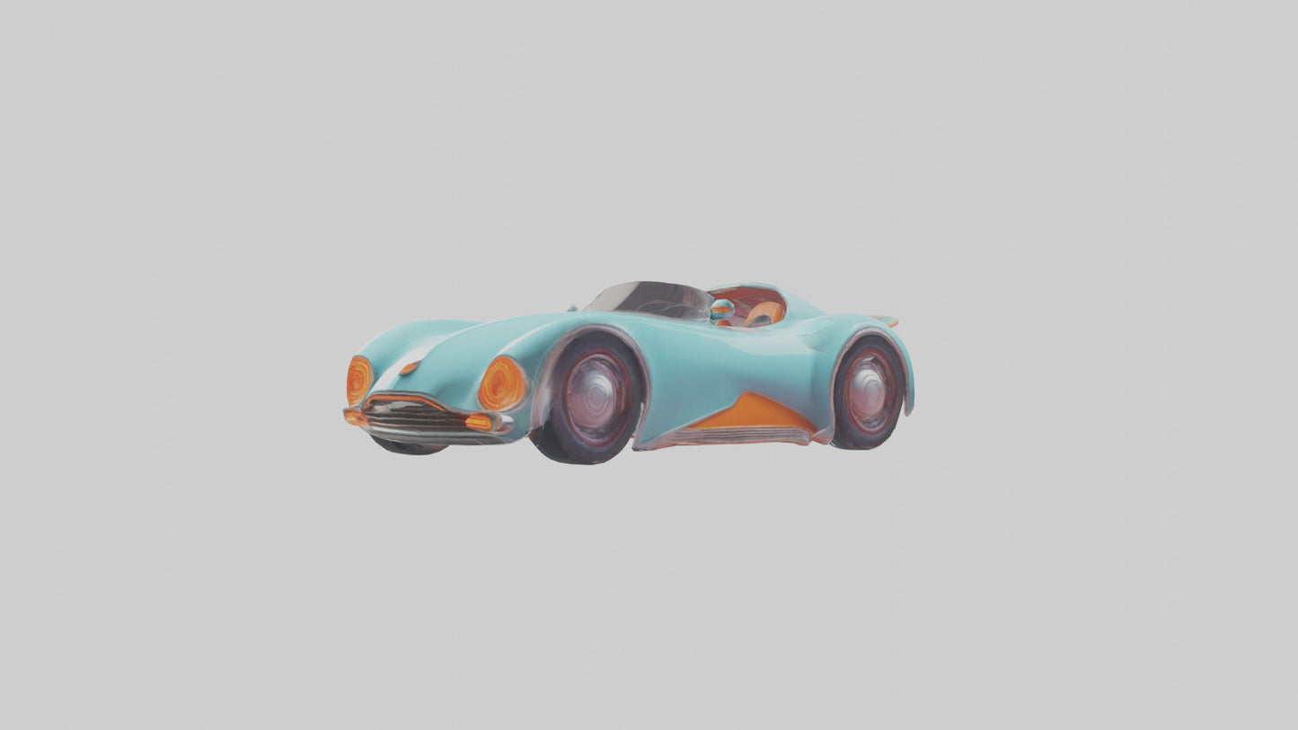 Retro Futuristic Car model VR / AR / low-poly