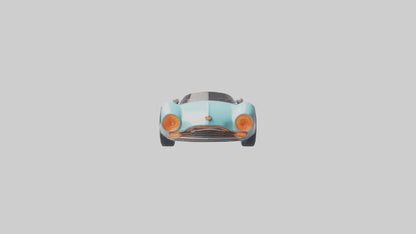 Retro Futuristic Car model VR / AR / low-poly