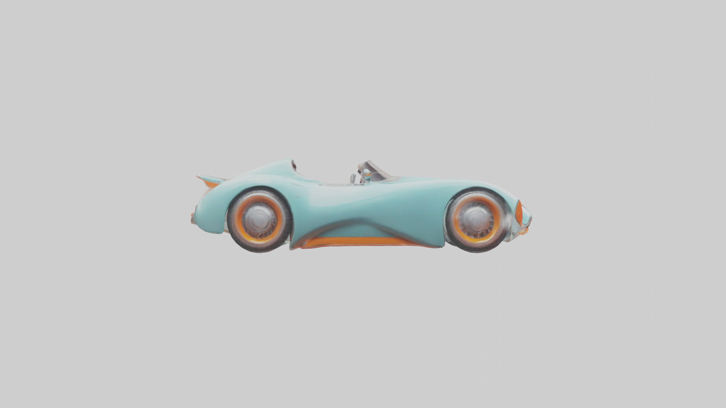 Retro Futuristic Car model VR / AR / low-poly