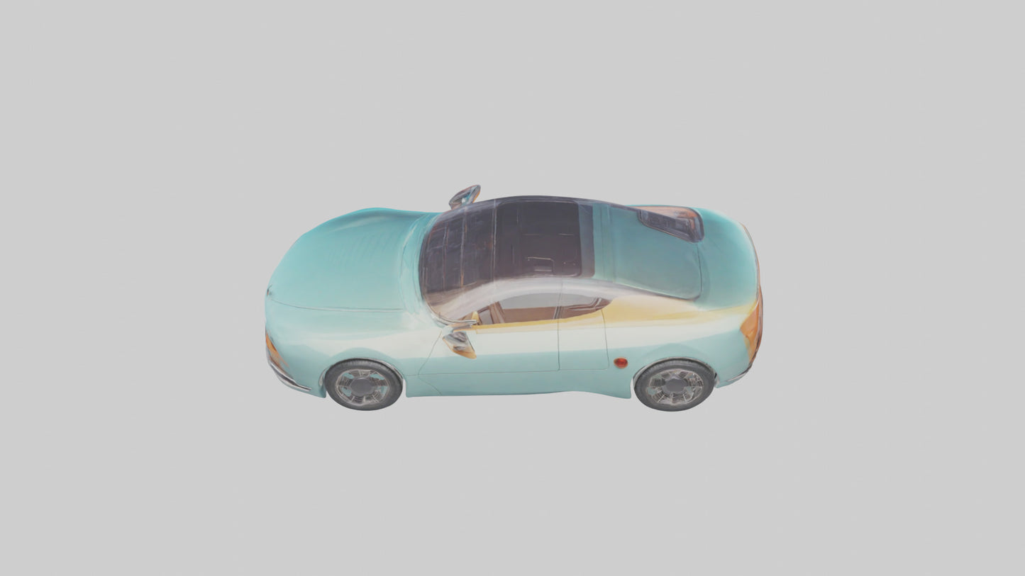 Retro Futuristic Electric Car model VR / AR / low-poly