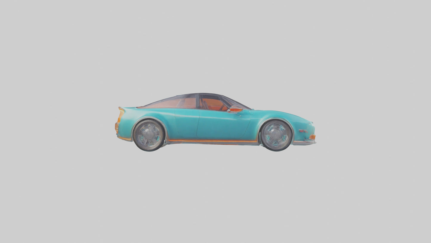 Retro Futuristic Electric Car model VR / AR / low-poly