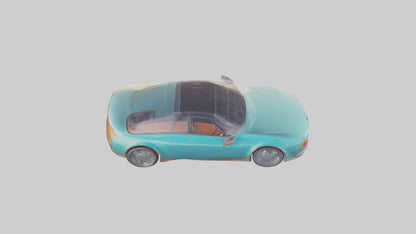 Retro Futuristic Electric Car model VR / AR / low-poly