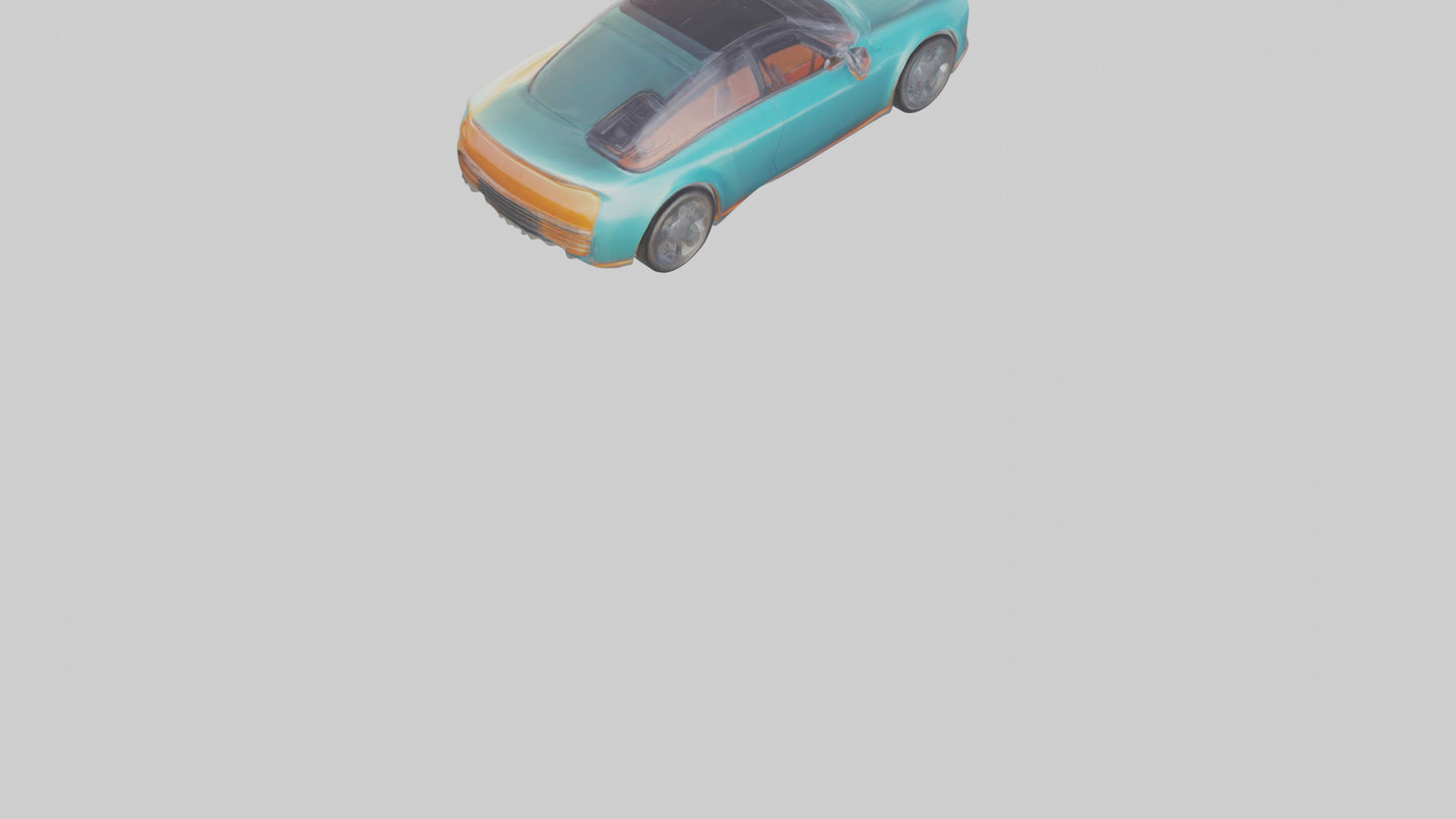 Retro Futuristic Electric Car model VR / AR / low-poly