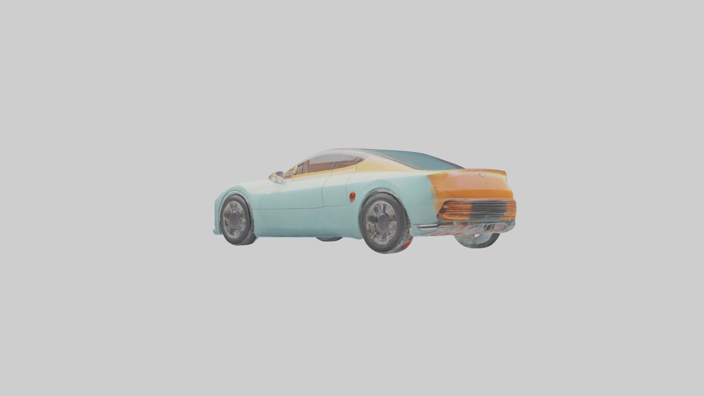 Retro Futuristic Electric Car model VR / AR / low-poly