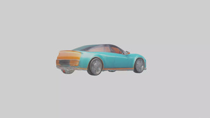 Retro Futuristic Electric Car model VR / AR / low-poly