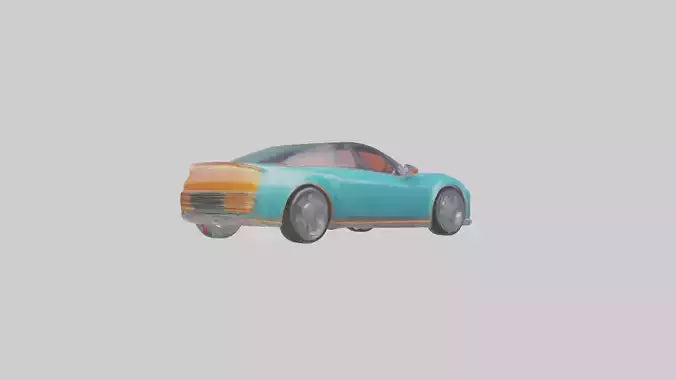 Retro Futuristic Electric Car model VR / AR / low-poly