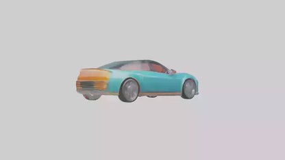 Retro Futuristic Electric Car model VR / AR / low-poly