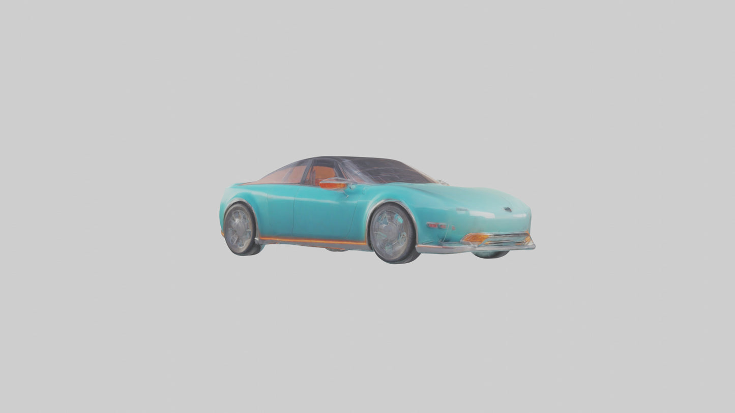 Retro Futuristic Electric Car model VR / AR / low-poly