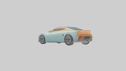 Retro Futuristic Electric Car model VR / AR / low-poly