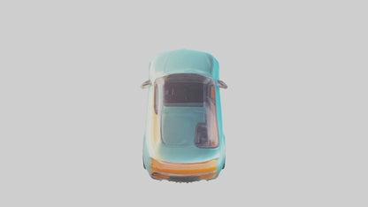 Retro Futuristic Electric Car model VR / AR / low-poly
