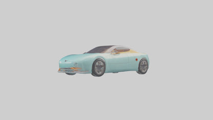 Retro Futuristic Electric Car model VR / AR / low-poly
