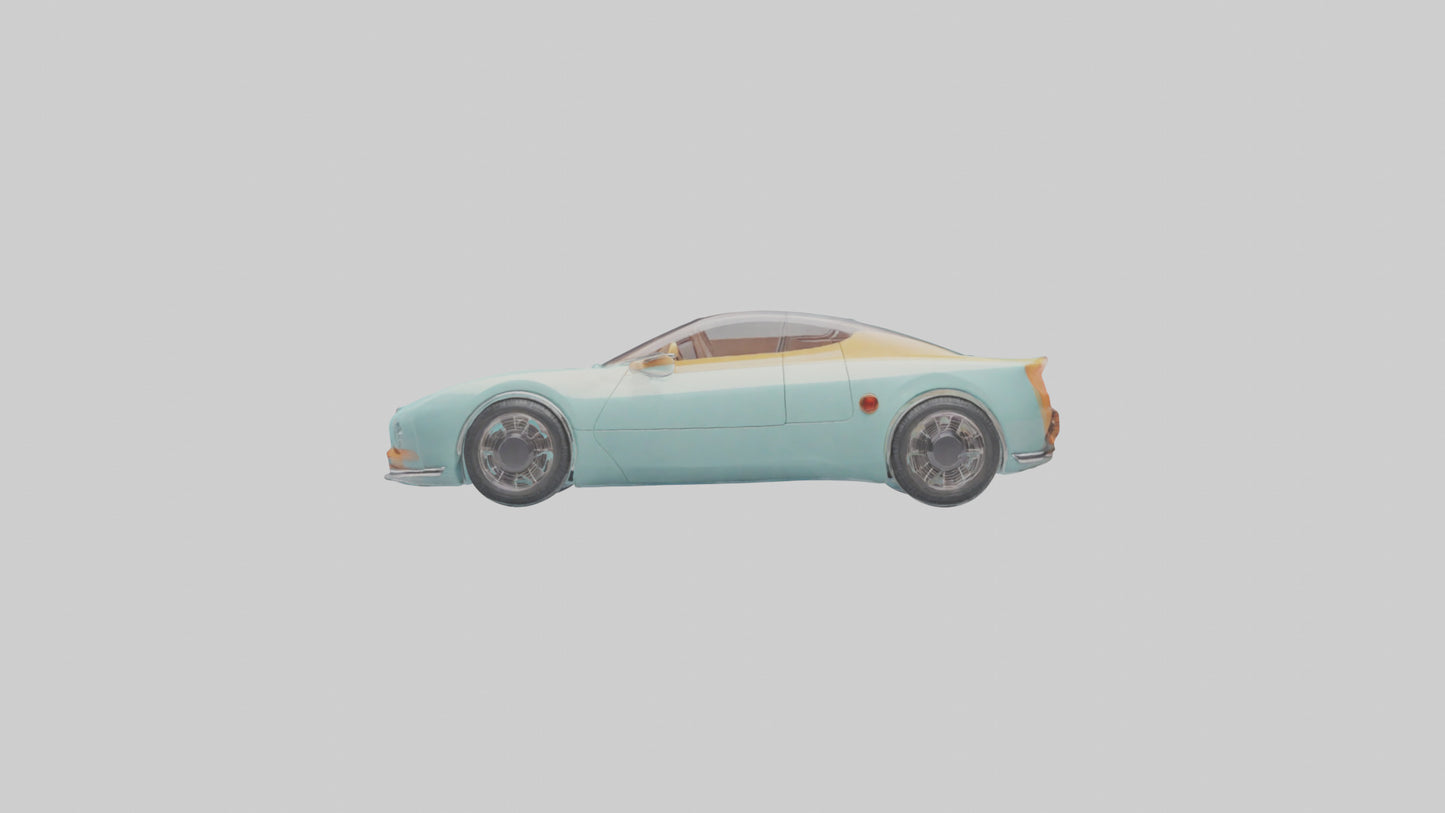Retro Futuristic Electric Car model VR / AR / low-poly