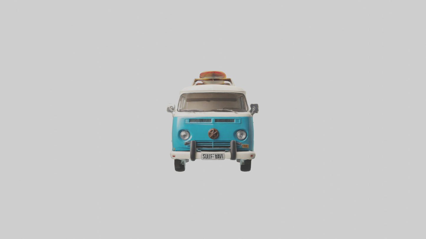3D model Retro Van with Surfboards model VR / AR / low-poly