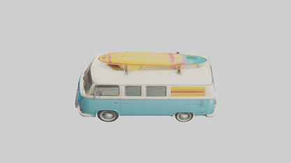 3D model Retro Van with Surfboards model VR / AR / low-poly