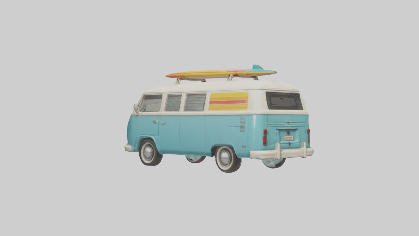 3D model Retro Van with Surfboards model VR / AR / low-poly