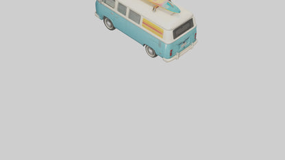 3D model Retro Van with Surfboards model VR / AR / low-poly