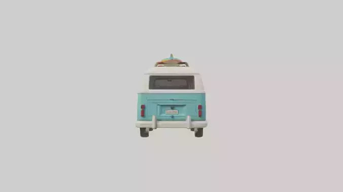 3D model Retro Van with Surfboards model VR / AR / low-poly