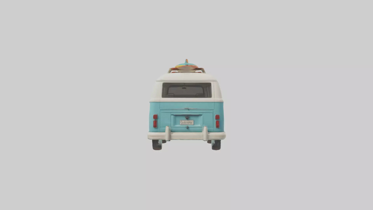 3D model Retro Van with Surfboards model VR / AR / low-poly