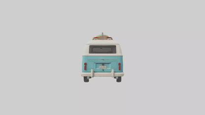 3D model Retro Van with Surfboards model VR / AR / low-poly
