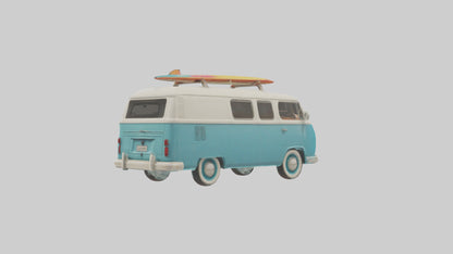 3D model Retro Van with Surfboards model VR / AR / low-poly