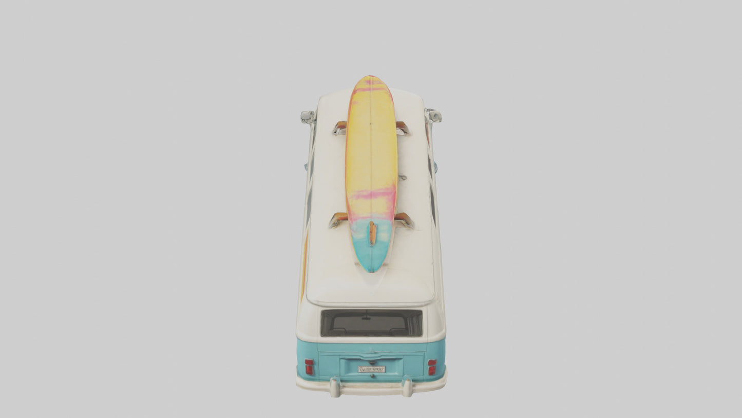 3D model Retro Van with Surfboards model VR / AR / low-poly