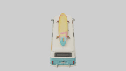 3D model Retro Van with Surfboards model VR / AR / low-poly