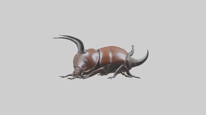 3D model Rhinoceros Beetle climbing bark model VR / AR / low-poly
