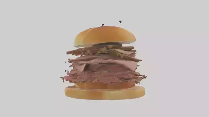 3D model Roast beef sandwich model VR / AR / low-poly