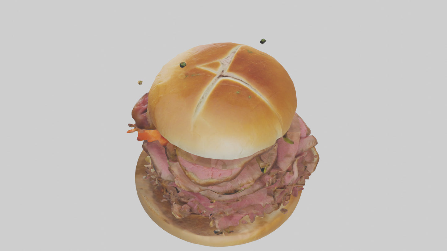 3D model Roast beef sandwich model VR / AR / low-poly