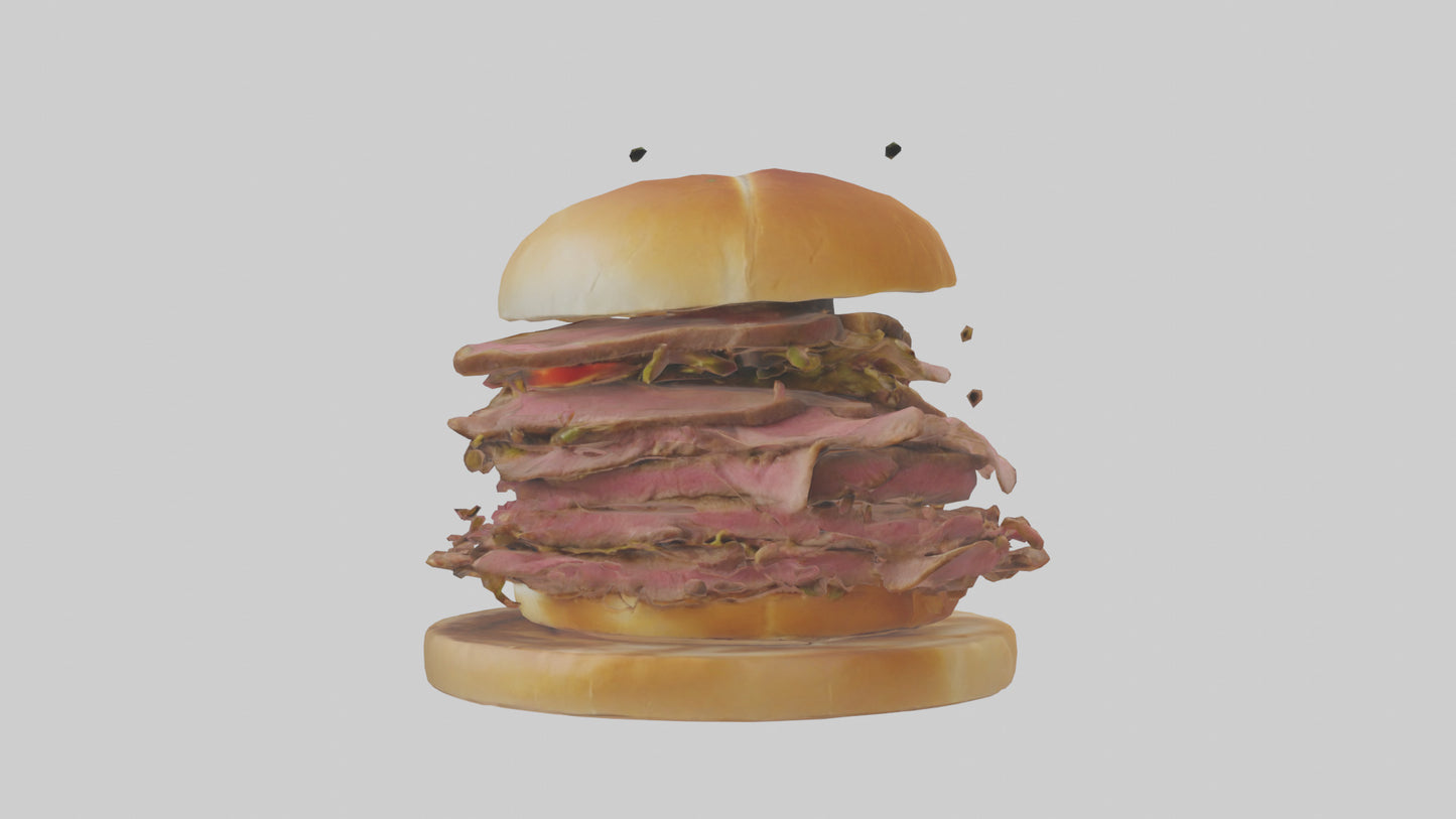 3D model Roast beef sandwich model VR / AR / low-poly