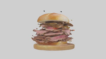 3D model Roast beef sandwich model VR / AR / low-poly