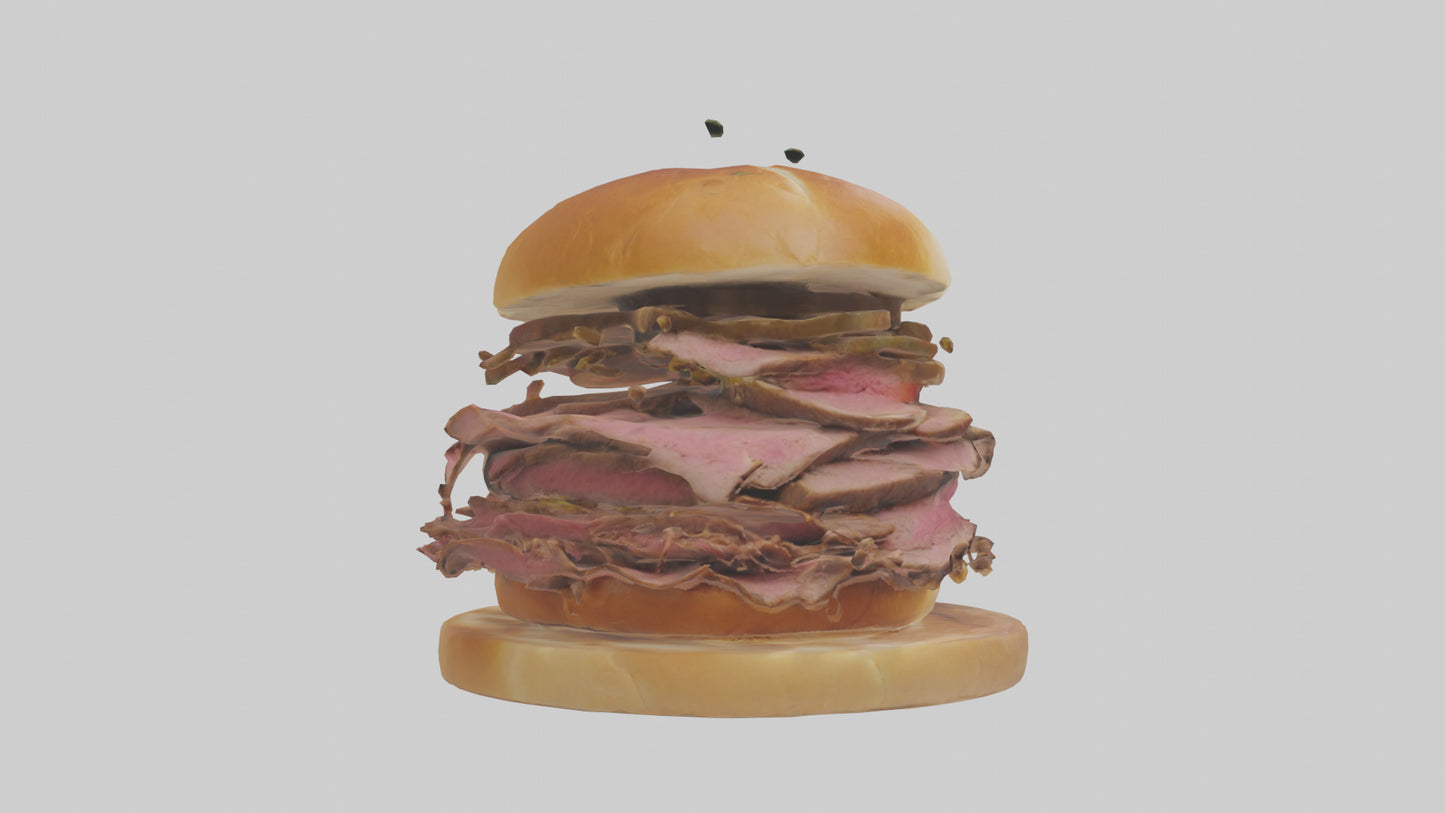 3D model Roast beef sandwich model VR / AR / low-poly