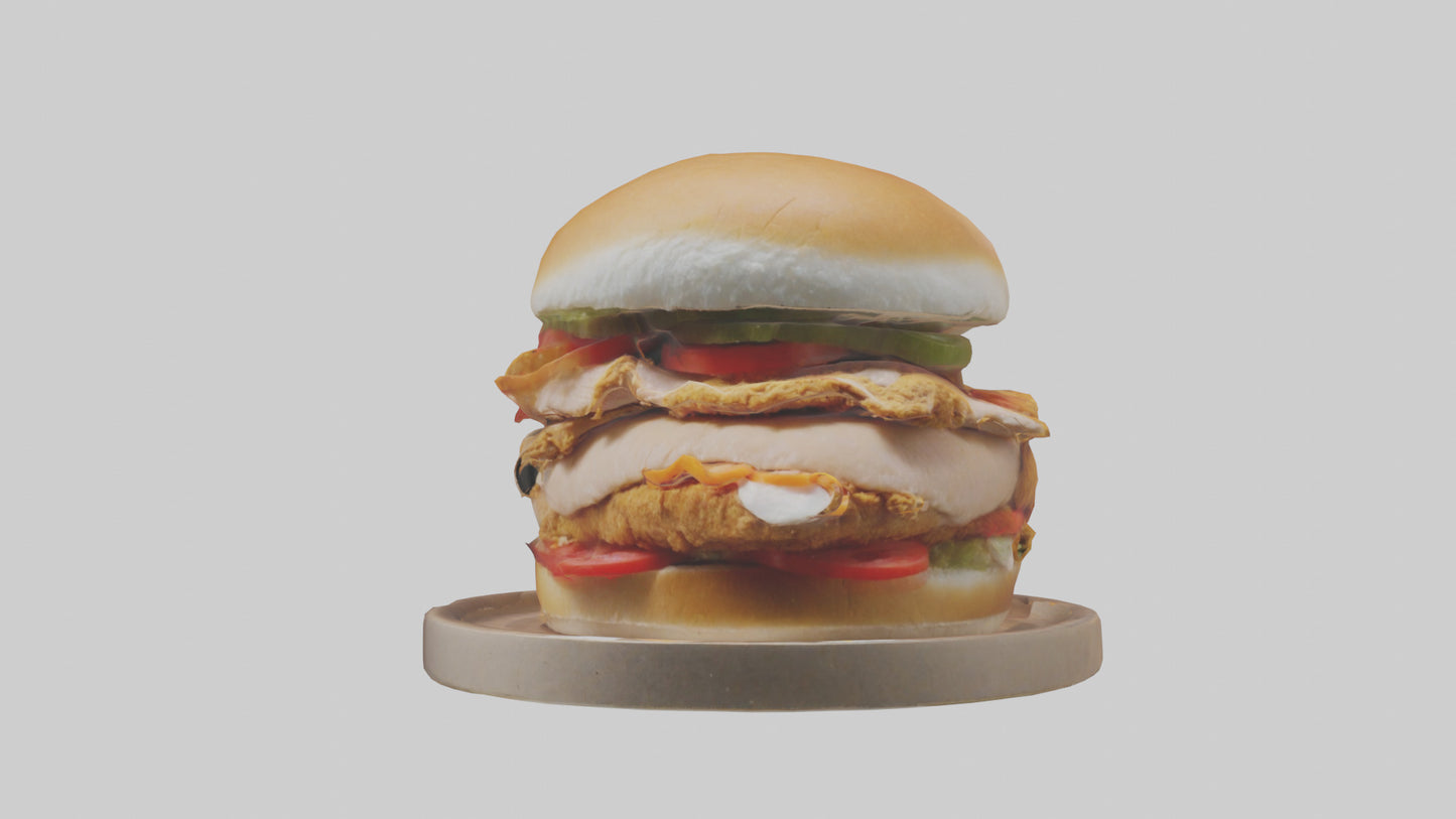 3D model Roast chicken sandwich model VR / AR / low-poly